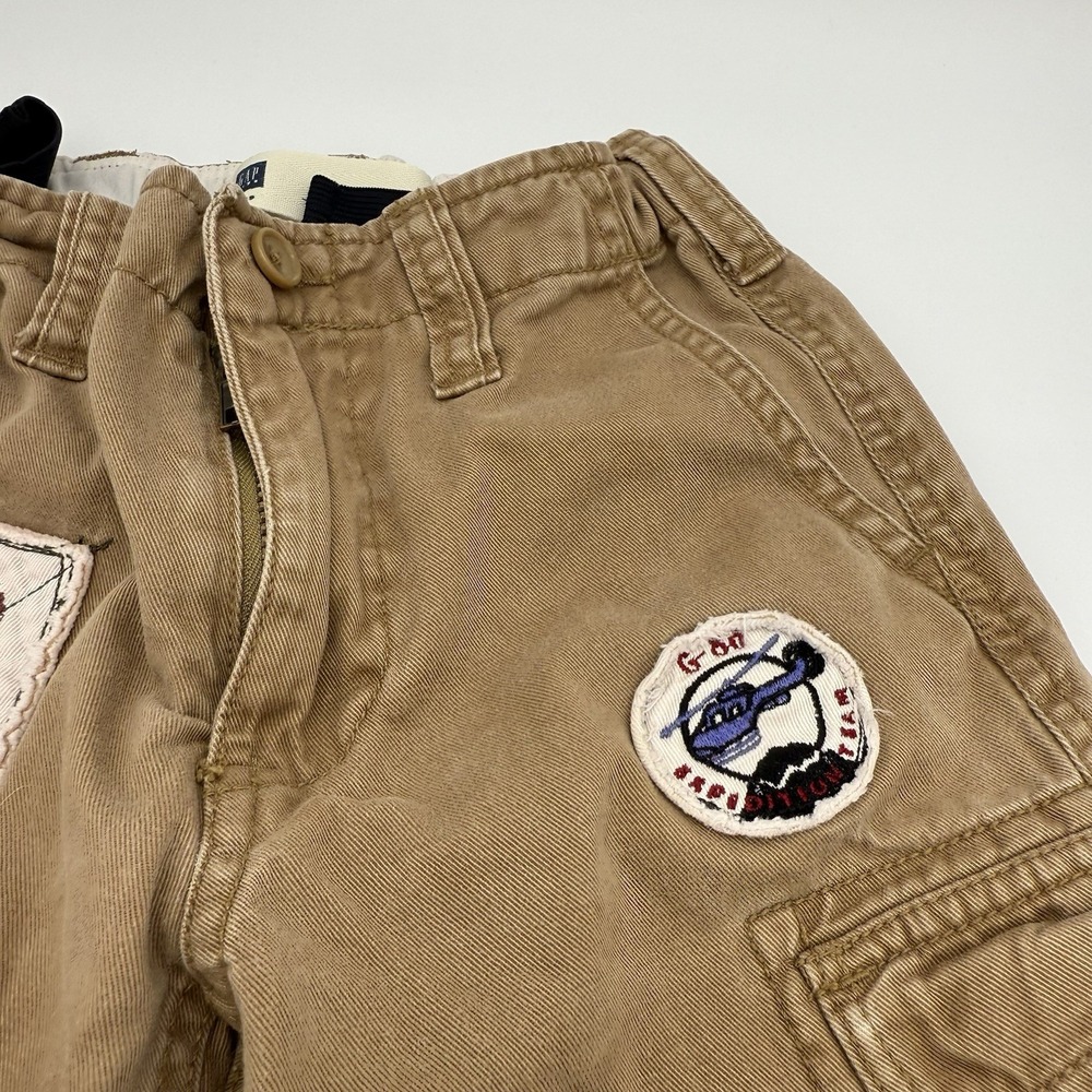 GAP Kids Cargo‎ Pants 5 Boys Khaki Utility Pockets Y2K Military Style Cotton - Picture 6 of 15